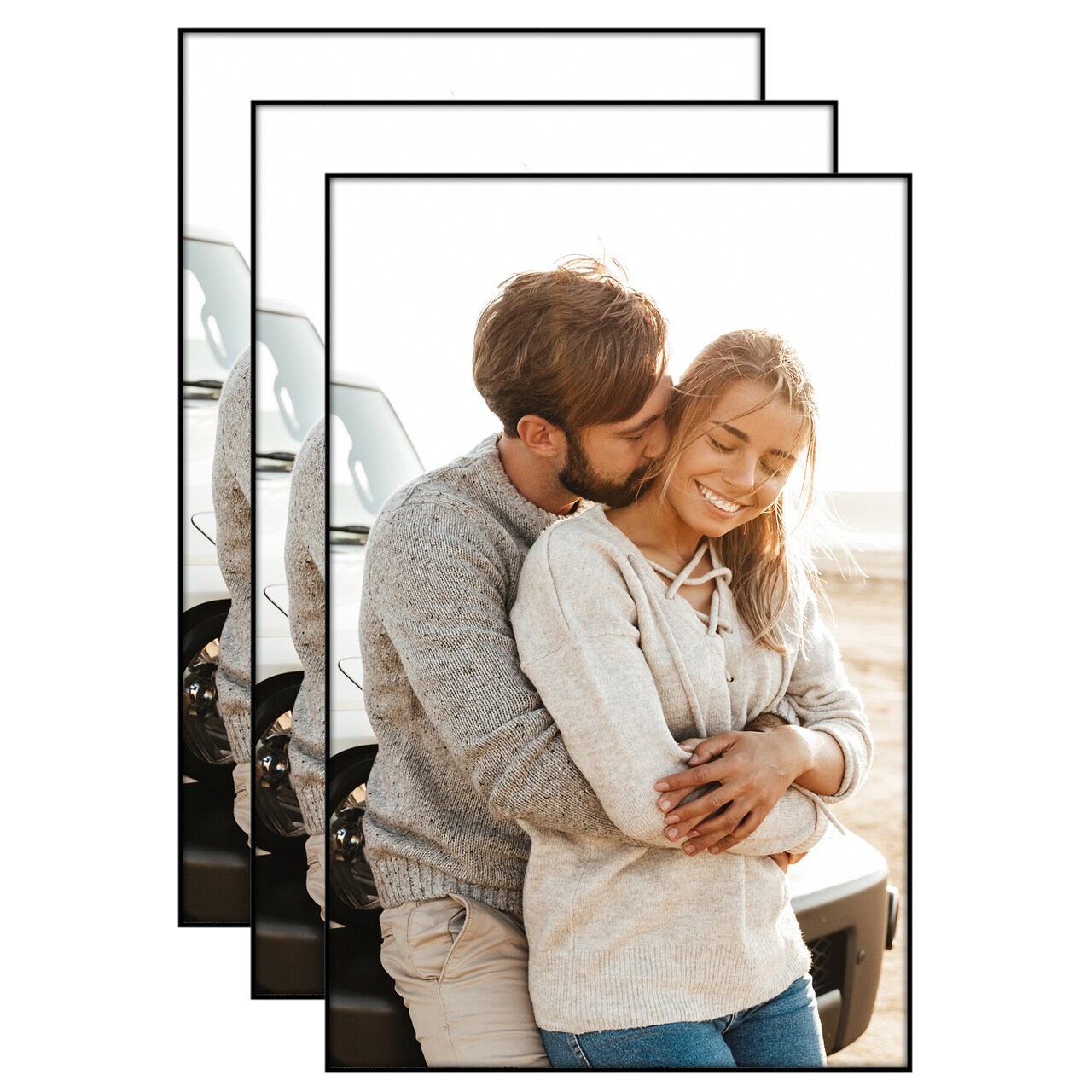 Americanflat Front Loading Picture Frame Set - Set of 3 - Multi Picture Frames - Perfect for Photos and Wall Decor - Shatter Resistant Glass - Hanging Hardware with Snap-Out Easel